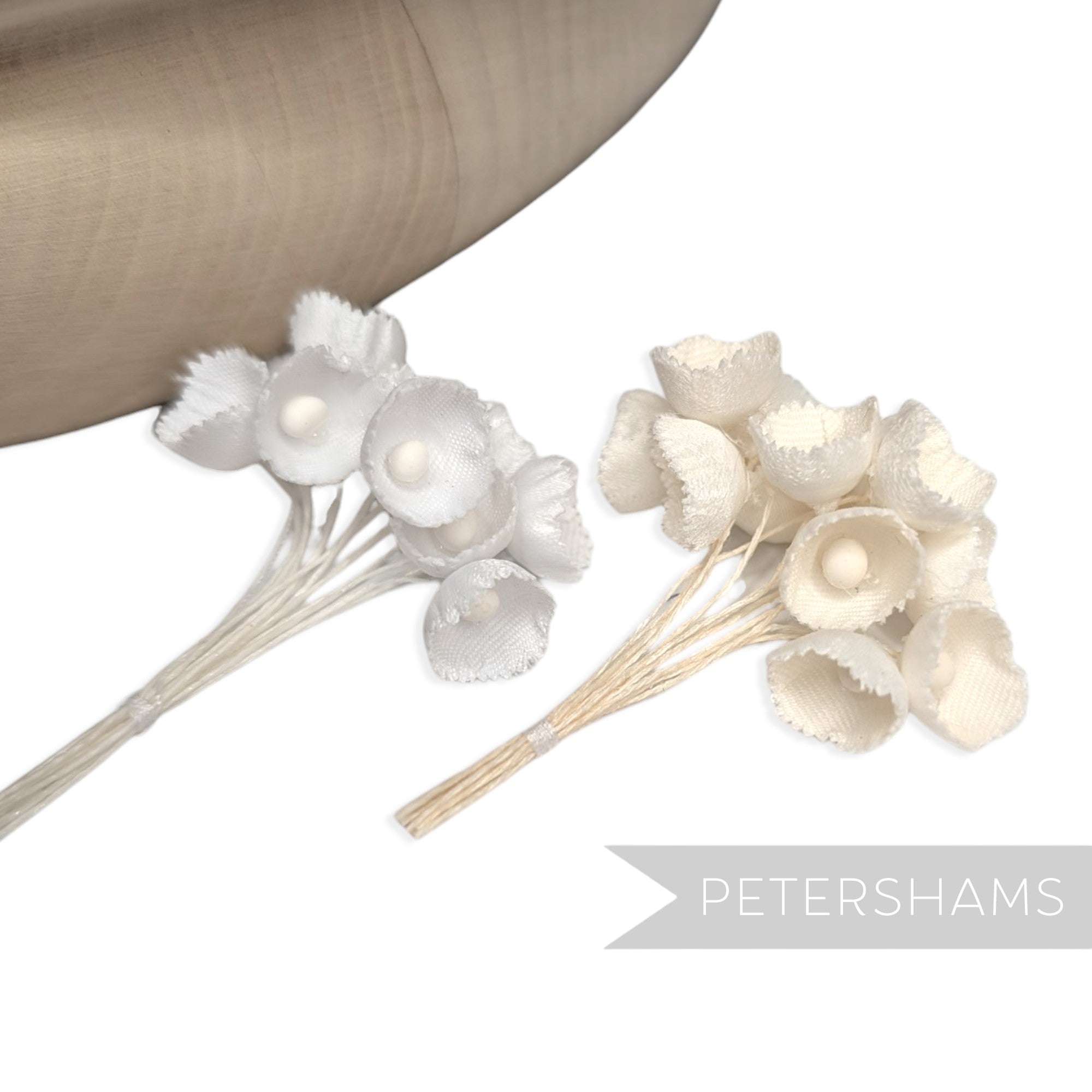 Petershams Millinery Supplies Alicia silk lily of the valley flower stems for wedding headdresses and millinery crafts.