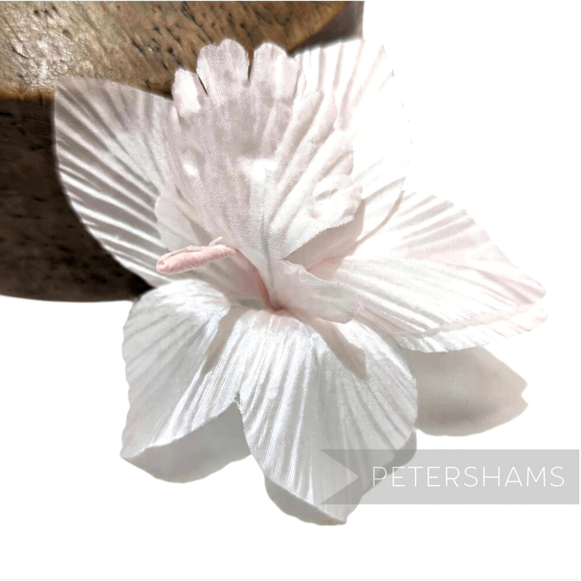 Petershams Millinery Supplies Coco silk orchid flower mount in pale pink for fascinator and hat decoration