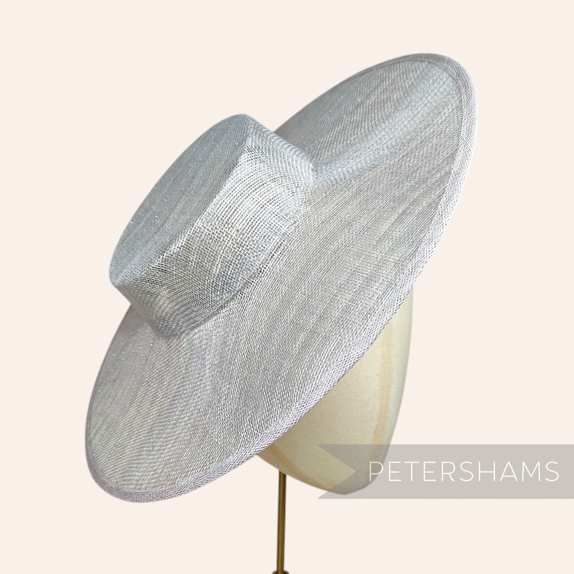 Petershams Millinery Supplies metallic silver lurex sinamay boater fascinator hat base