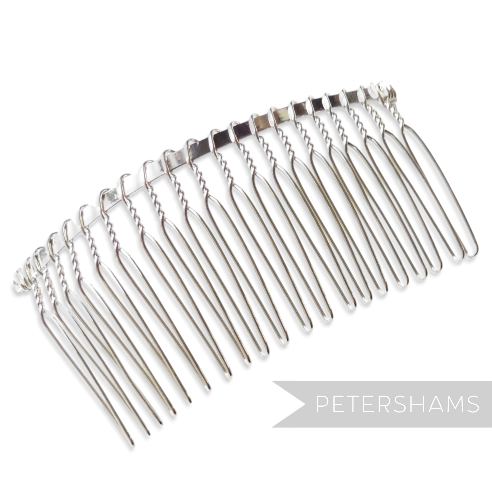 Petershams Millinery Supplies 8.5cm silver plated metal hair comb for bridal accessories and fascinators.