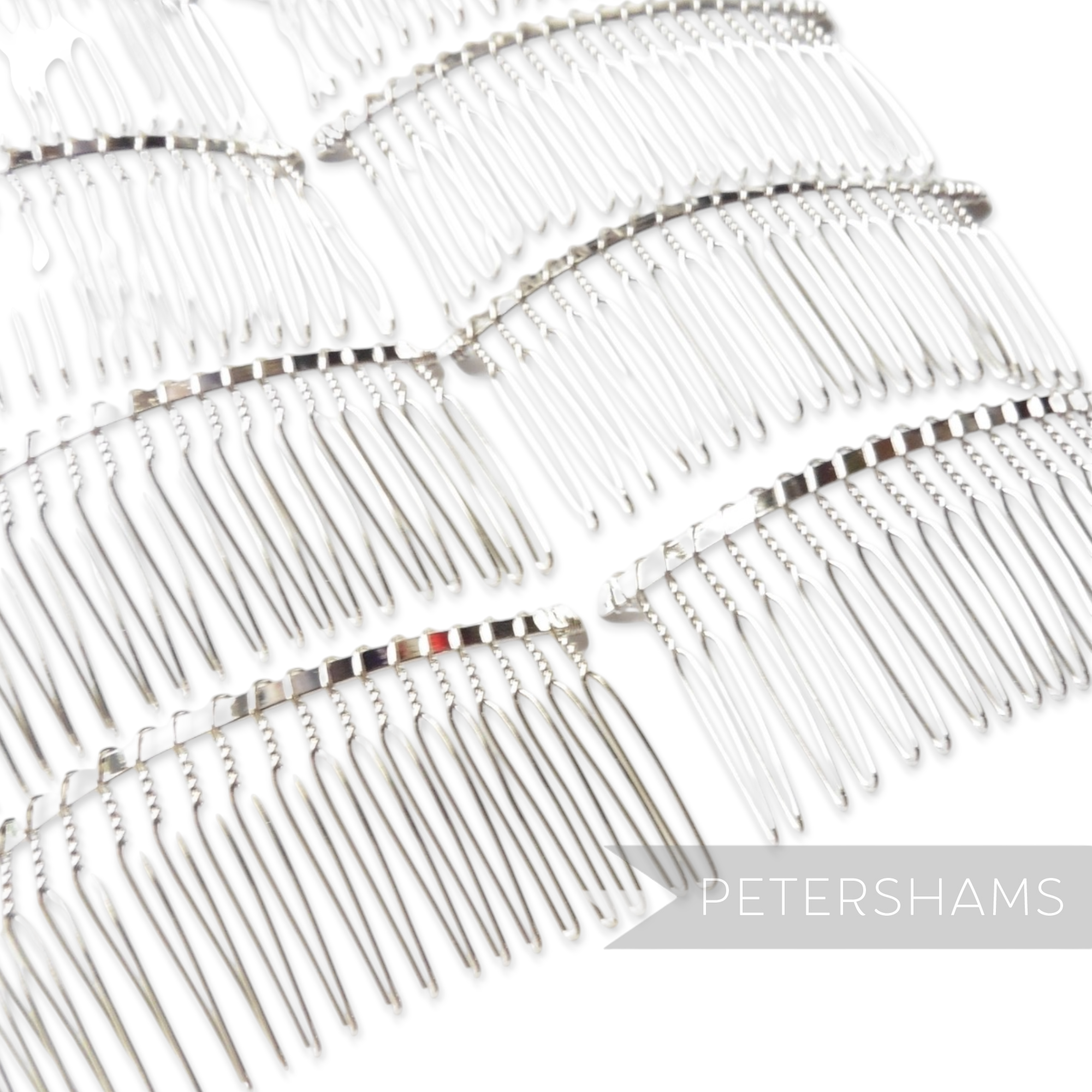 Petershams Millinery Supplies 8.5cm silver plated metal hair comb for bridal accessories and fascinators