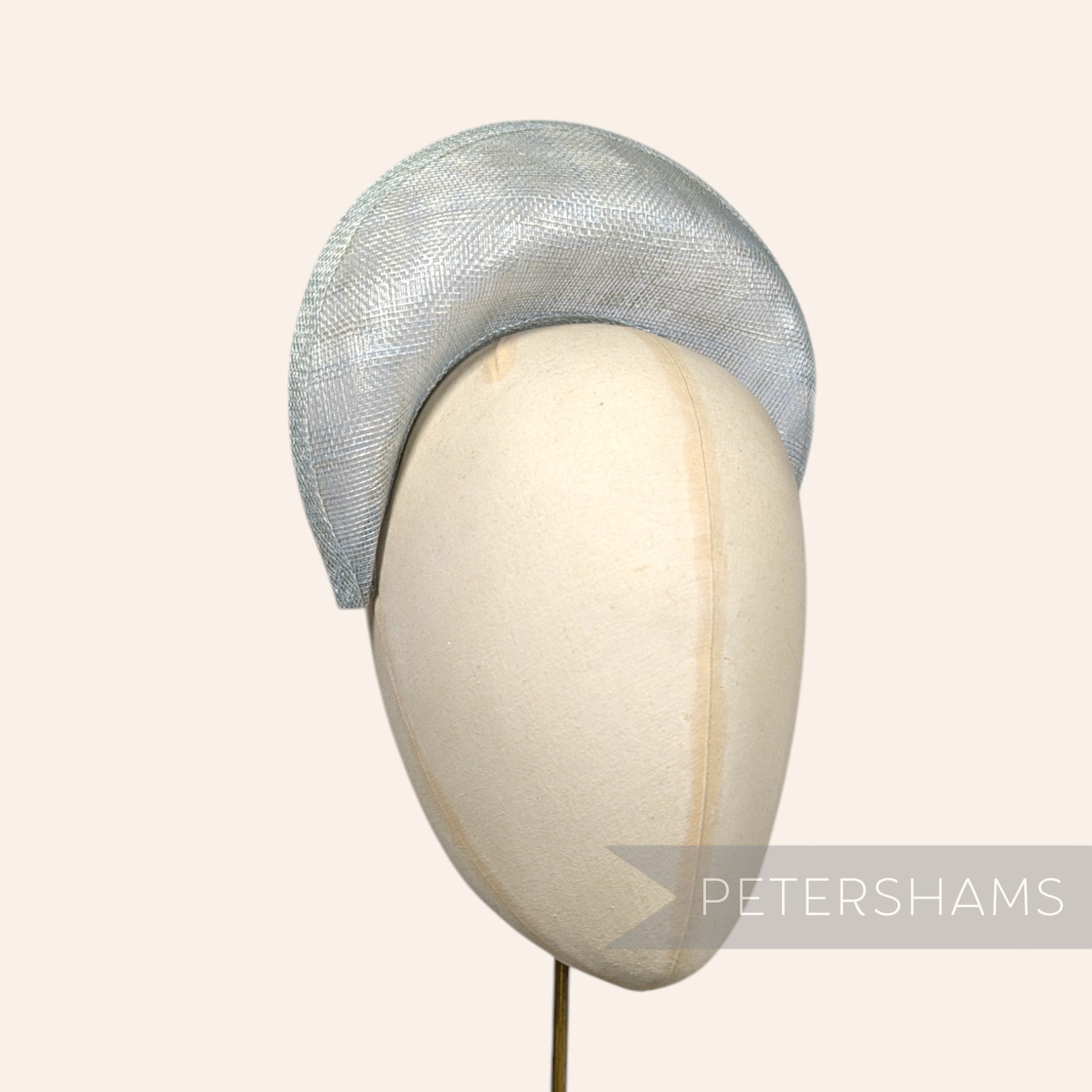 Petershams Millinery Supplies ice grey sinamay halo crown fascinator hat base