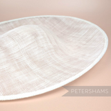 Petershams Millinery Supplies Catherine XL sloped sinamay fascinator hat base with a deep crown indent.