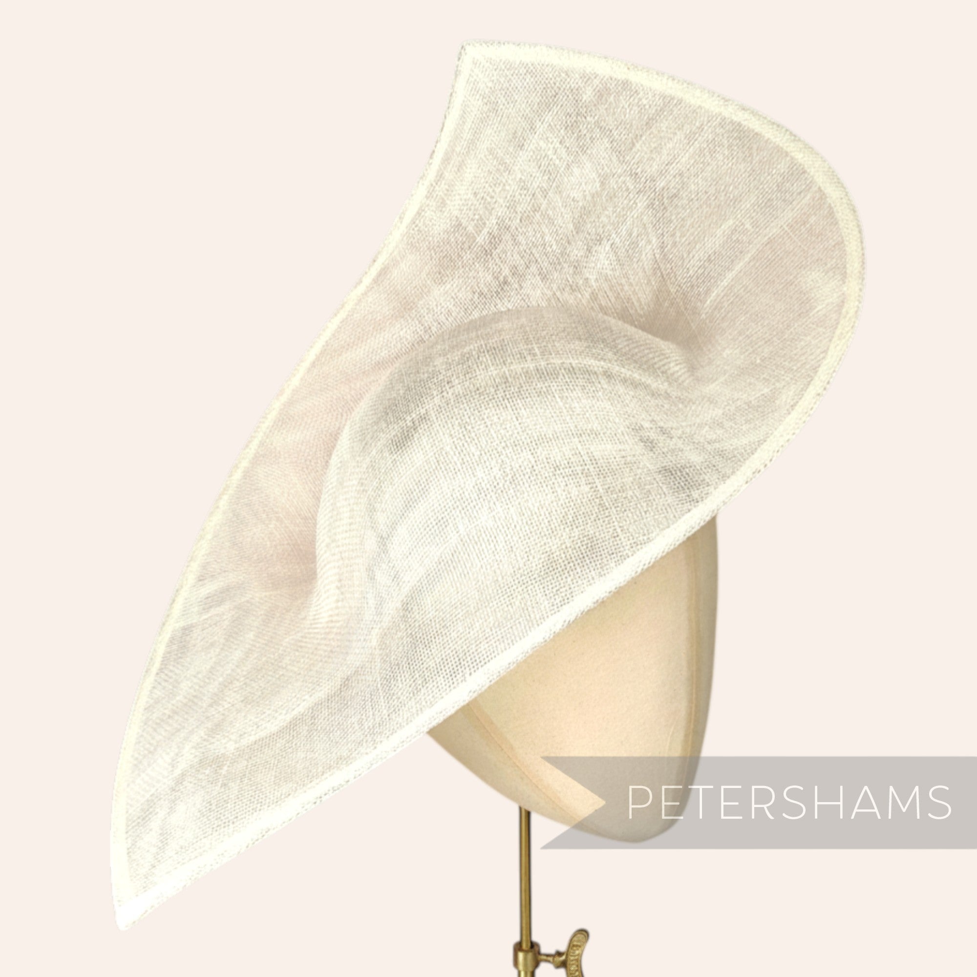 Petershams Millinery Supplies Jackie double pointed sinamay fascinator hat base in ivory