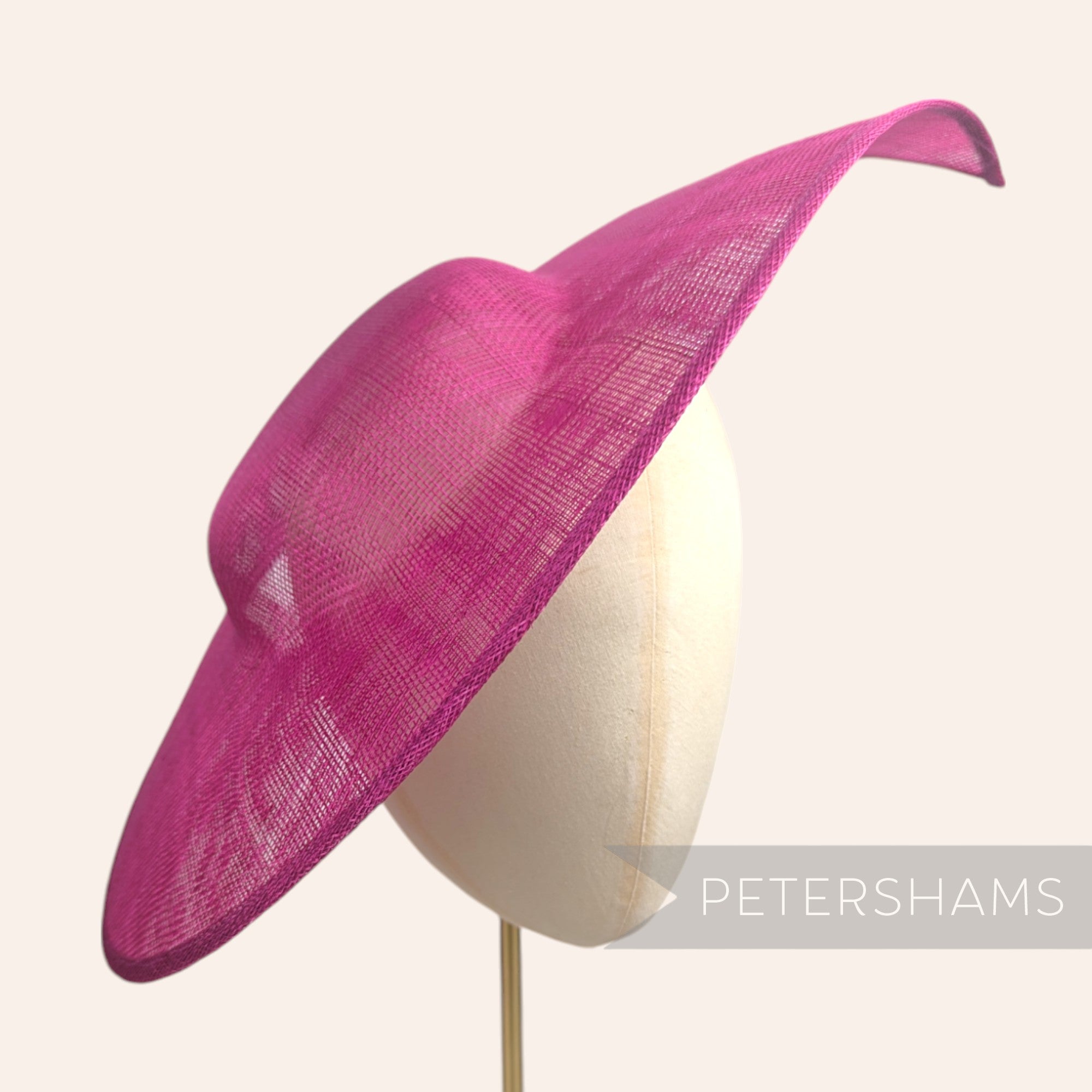 Petershams Millinery Supplies extra large magenta sinamay fascinator base with a pointed tip