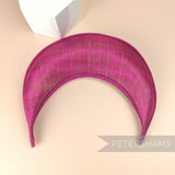 Petershams Millinery Supplies cerise pink sinamay halo crown fascinator hat base with a domed crescent shape