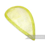 Petershams Millinery Supplies teardrop shaped lemon lime sinamay hat base with wired edges for millinery projects.