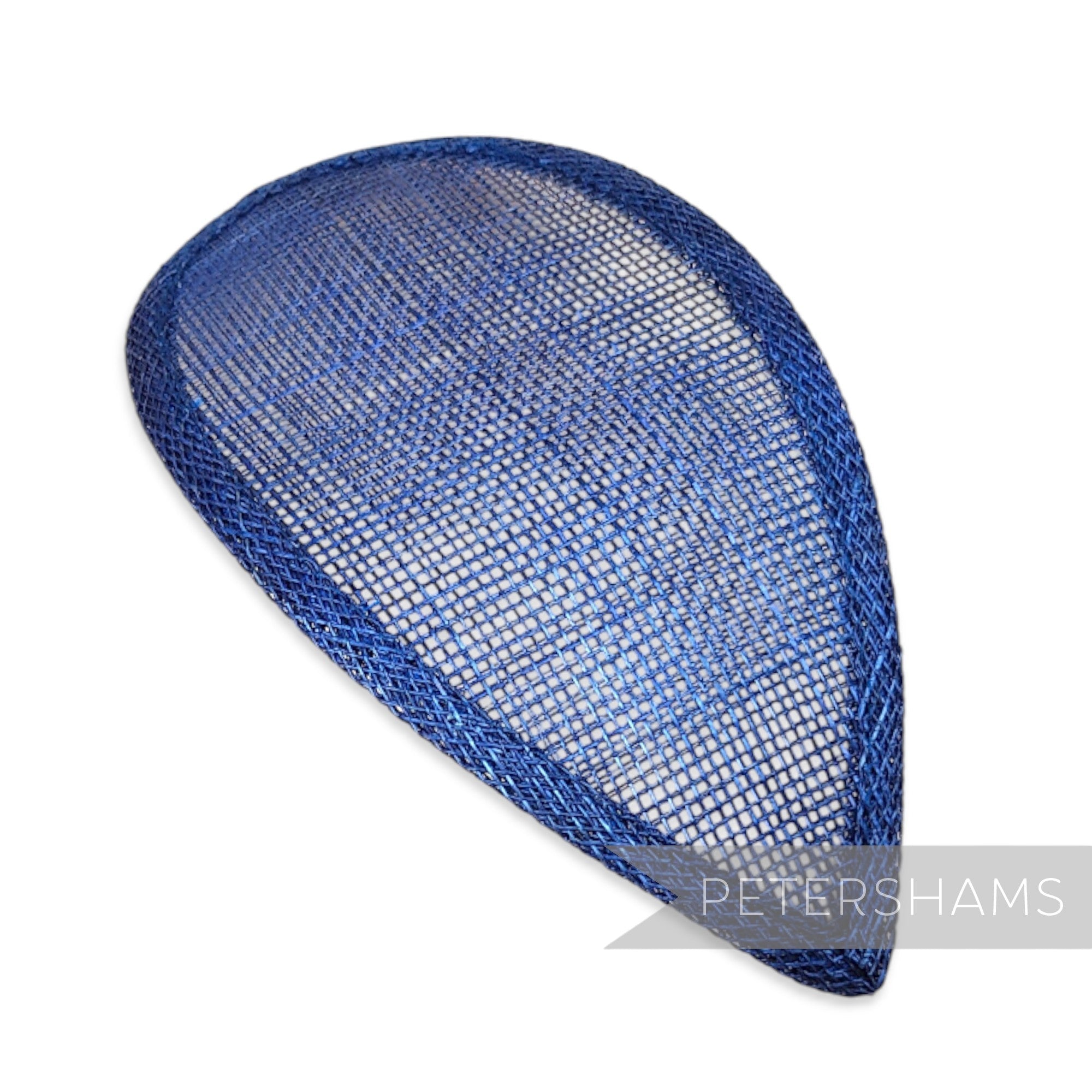 Petershams Millinery Supplies navy blue teardrop shaped sinamay hat base with wired edges for millinery projects