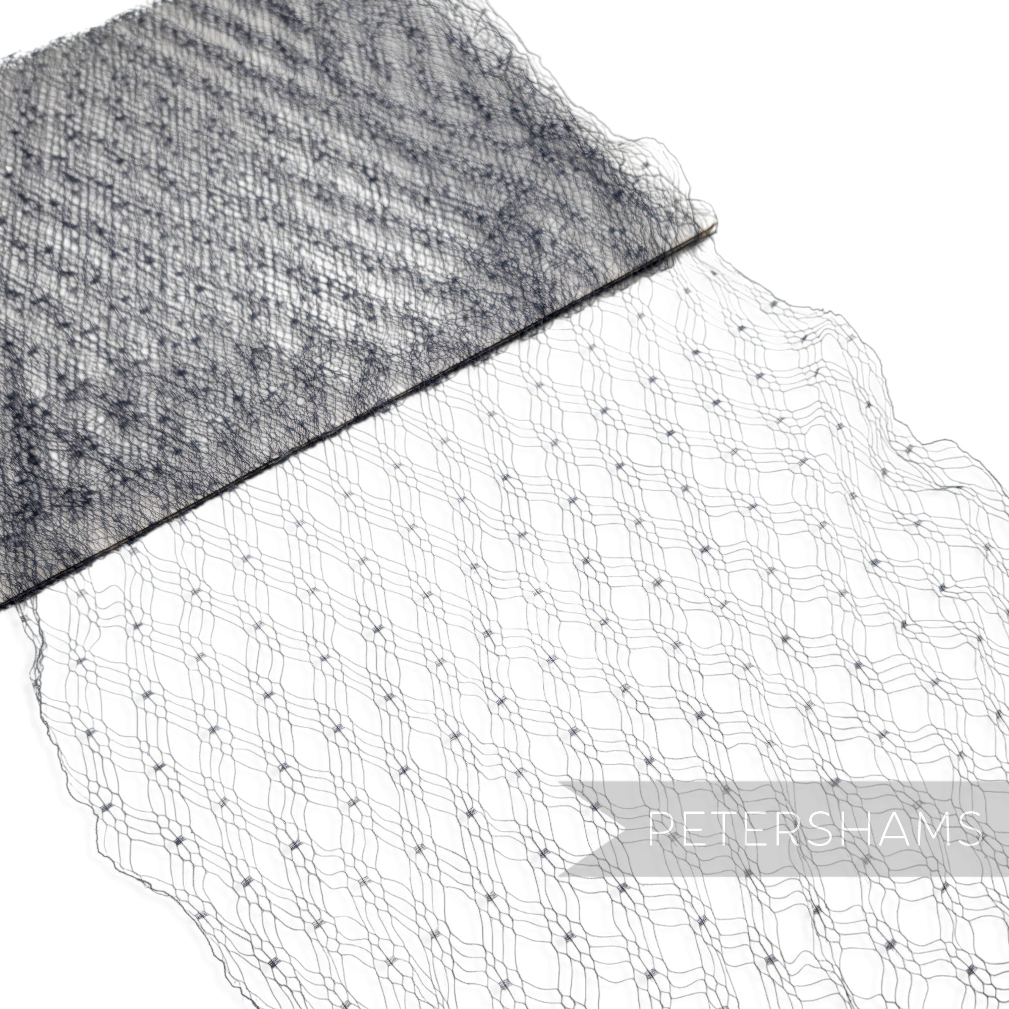 Petershams Millinery Supplies Melinda slate blue vintage veiling with an intricate dotty patterned weave