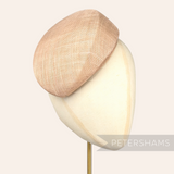 Petershams Millinery Supplies Betty sloped sinamay pillbox fascinator hat base in a latte brown straw texture.