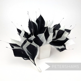 Petershams Millinery Supplies large spiky black and white goose feather wired hat mount for millinery headpieces