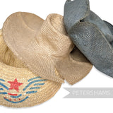Petershams Millinery Supplies set of three distressed vintage straw hat bail ends for millinery and fascinator crafts.