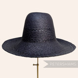 Petershams Millinery Supplies vintage dark navy toquilla straw capeline hat body with fine plaited stripe detail.