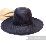 Petershams Millinery Supplies vintage dark navy toquilla straw capeline hat body with fine plaited stripe pattern