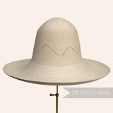 Petershams Millinery Supplies vintage Ecuador toquilla straw capeline hat body with fine zig zag vent crown detail.