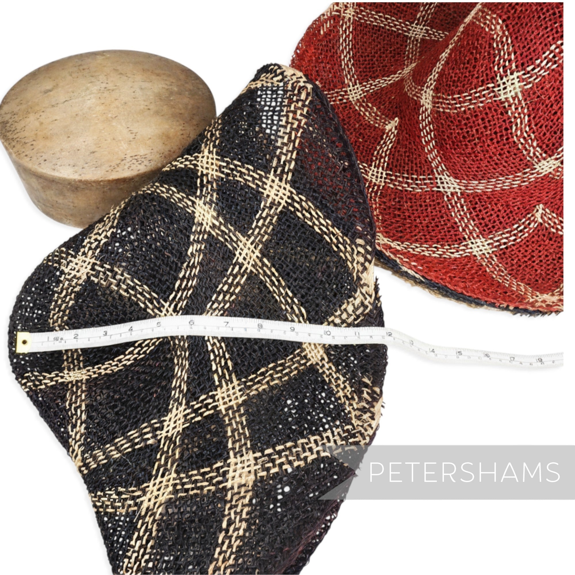 Petershams Millinery Supplies vintage roulette curve seagrass and jute straw capeline hat body