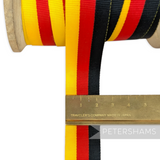 Petershams Millinery Supplies vintage 1990s 22mm striped grosgrain ribbon in yellow, red, and black