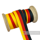 Petershams Millinery Supplies vintage 1990s 22mm striped grosgrain ribbon in red, yellow, and black