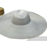 Petershams Millinery Supplies XL striped polybraid capeline hat body with a wide brim in a two-tone finish.