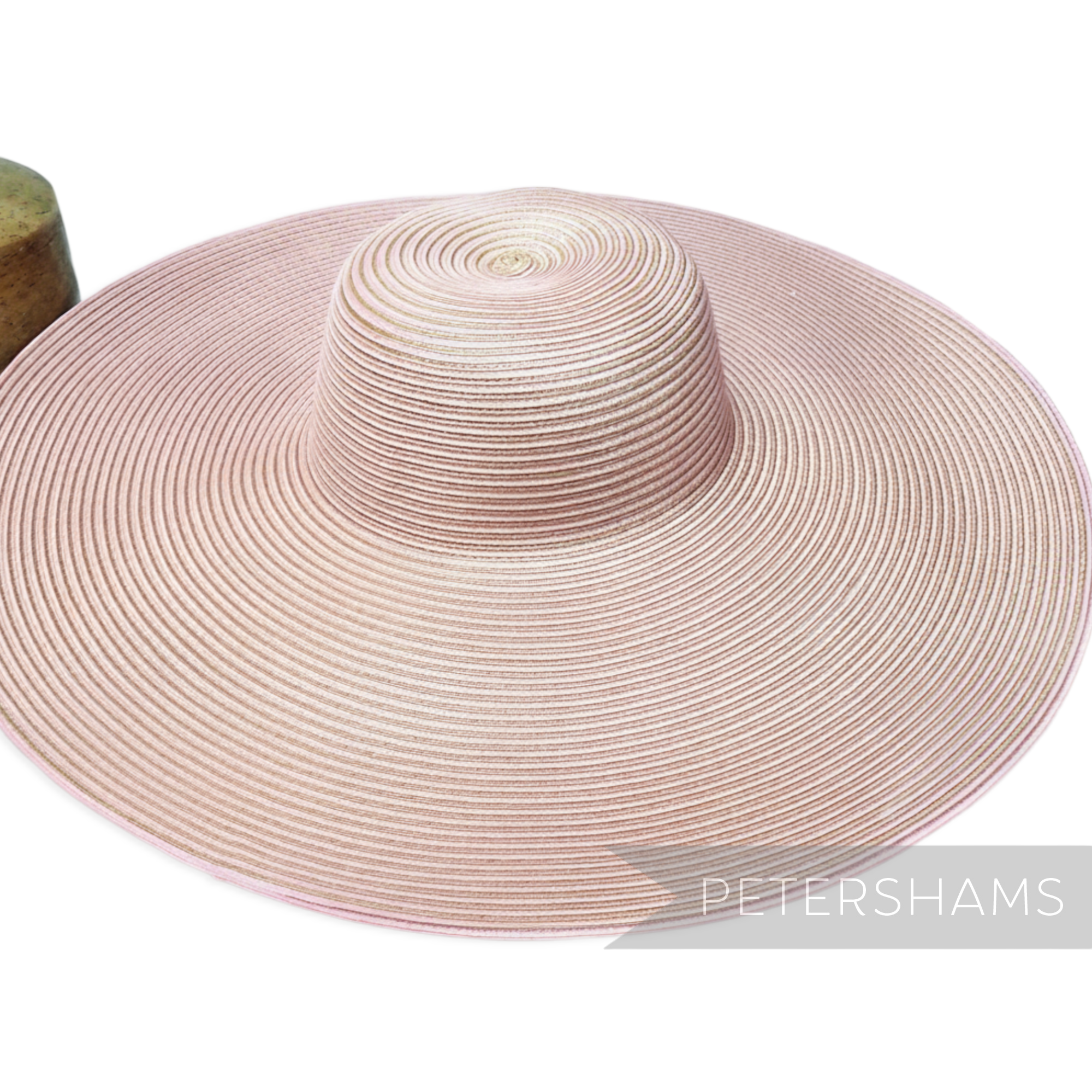 Petershams Millinery Supplies XL pink and white striped polybraid capeline hat body for millinery projects