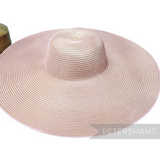 Petershams Millinery Supplies XL pink and white striped polybraid capeline hat body for millinery projects