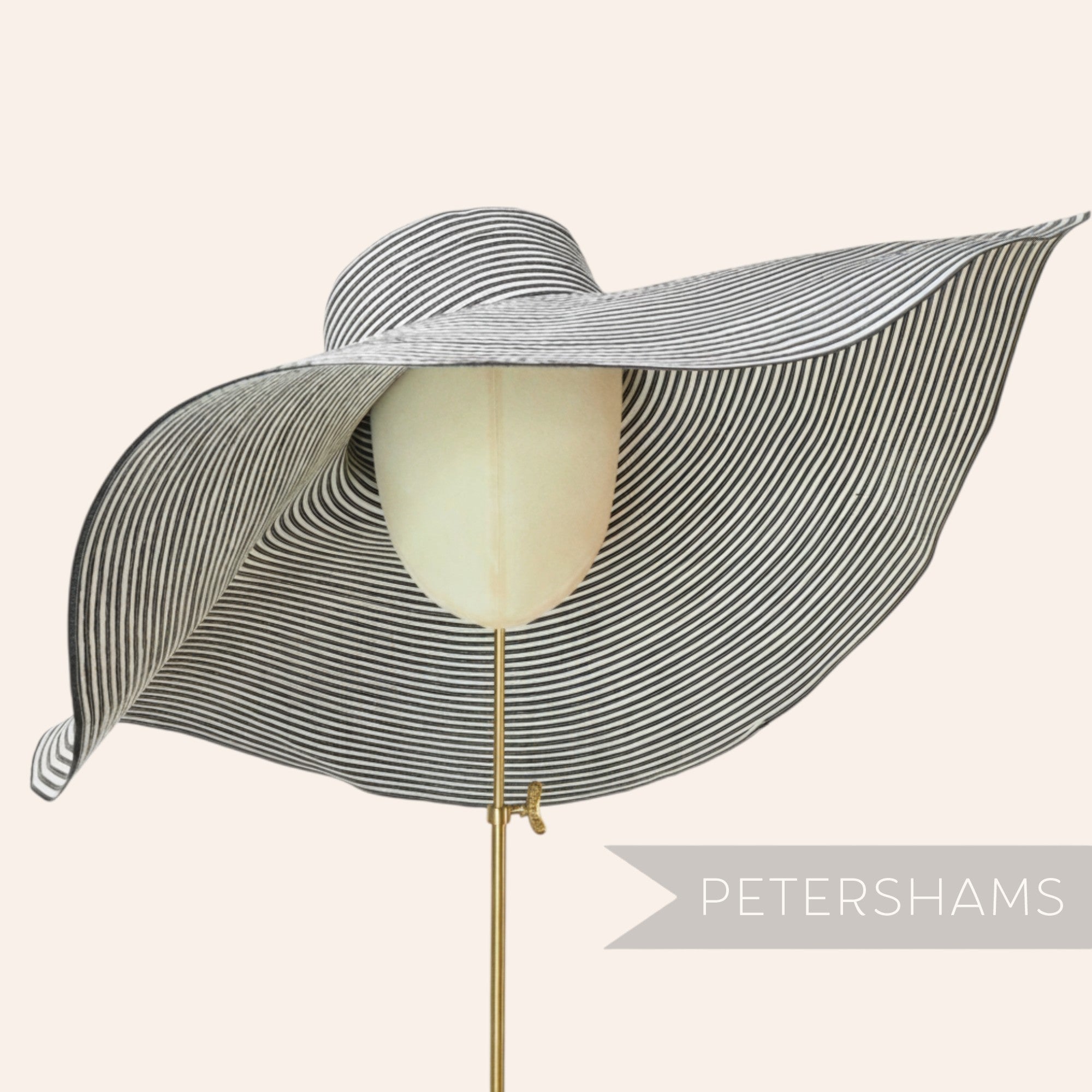 Petershams Millinery Supplies ginormous XL black and white striped polybraid capeline hat body