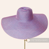 Petershams Millinery Supplies XL striped polybraid capeline hat body in pink and blue for DIY millinery projects.
