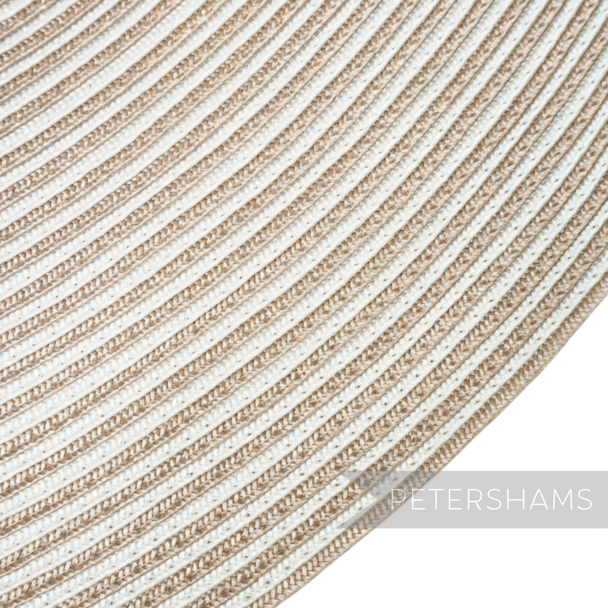 Petershams Millinery Supplies ginormous XL striped polybraid capeline hat body in ivory and latte