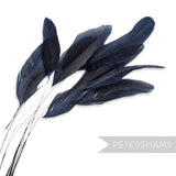 Petershams Millinery Supplies pack of 10 long loose dark blue stripped coque feathers for millinery and fascinators