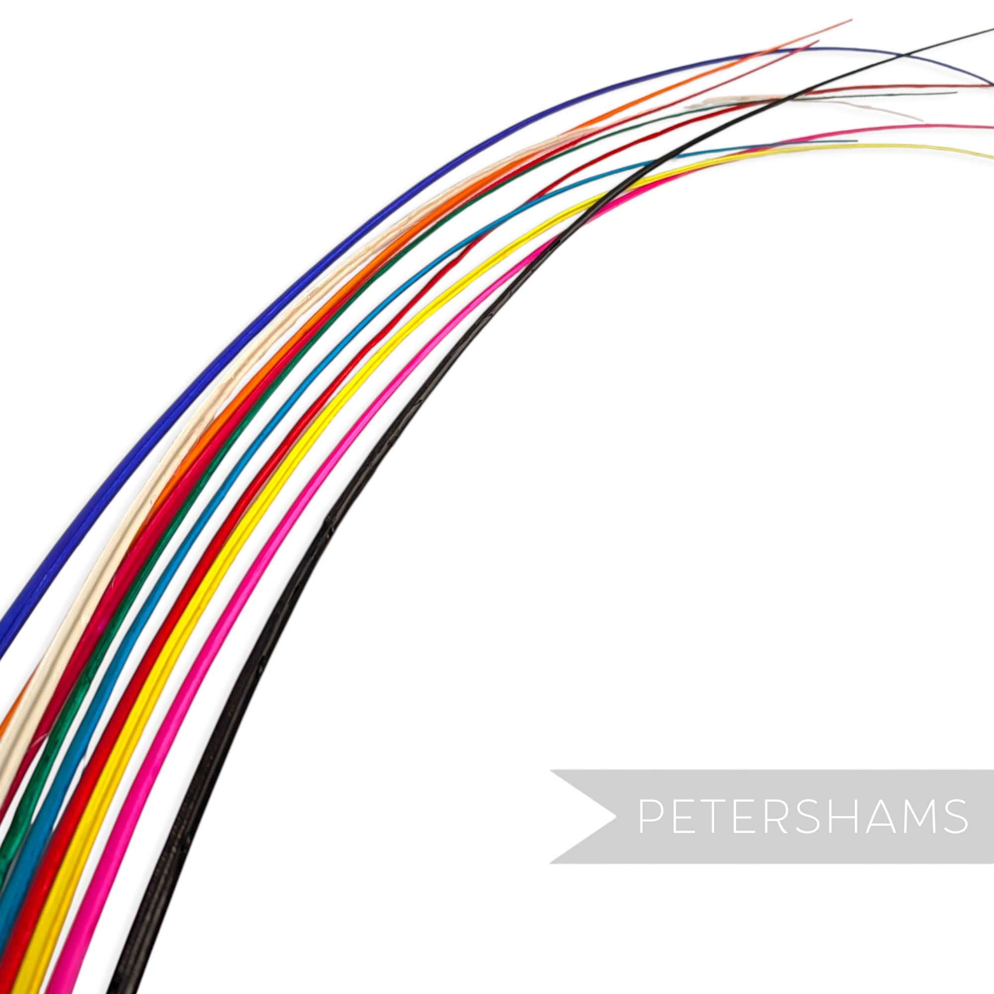 Petershams Millinery Supplies long stripped ostrich quill feathers in a vibrant assortment of colours