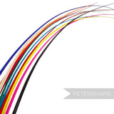 Petershams Millinery Supplies long stripped ostrich quill feathers in a vibrant assortment of colours