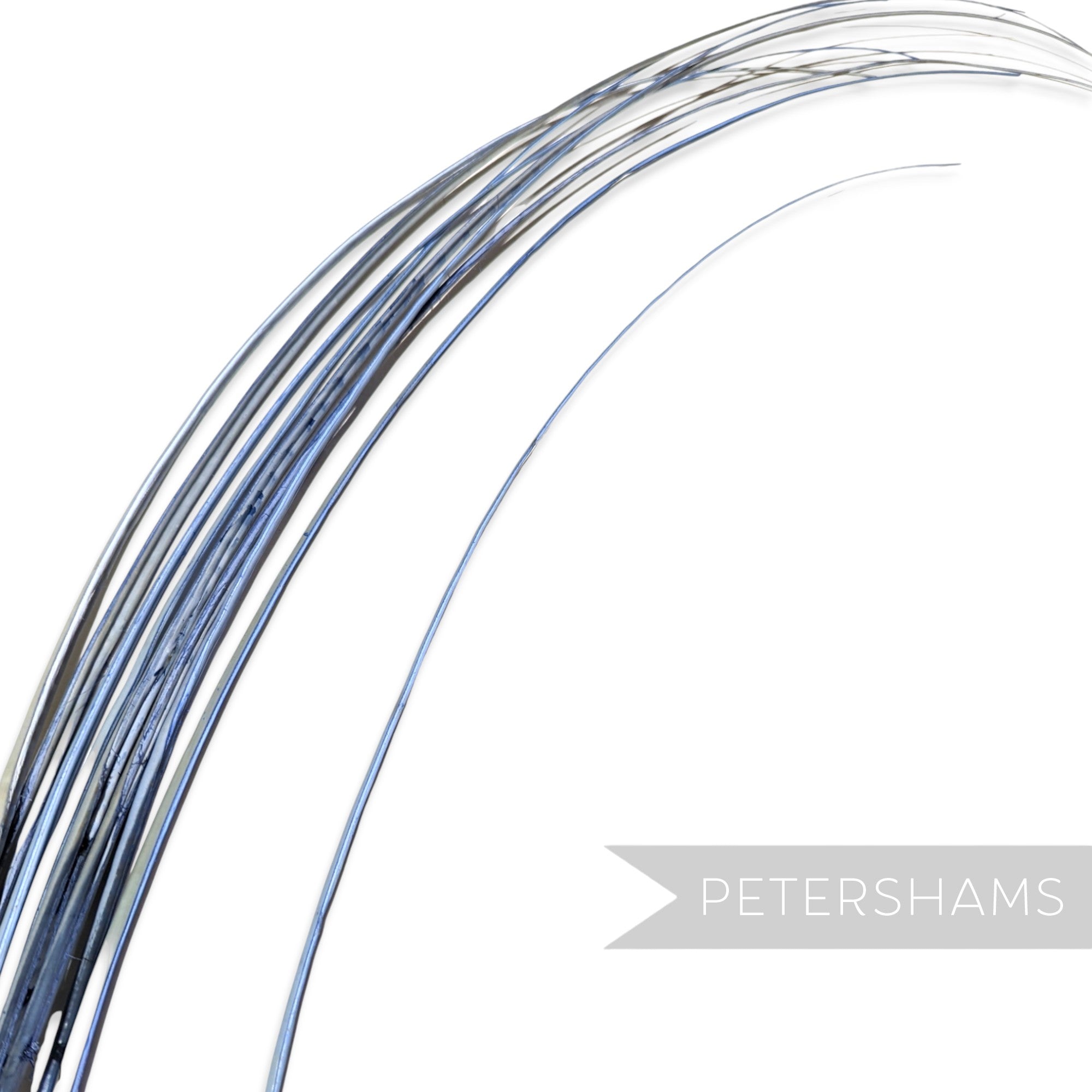 Petershams Millinery Supplies long stripped ostrich quill feather in silver grey for hat making and millinery