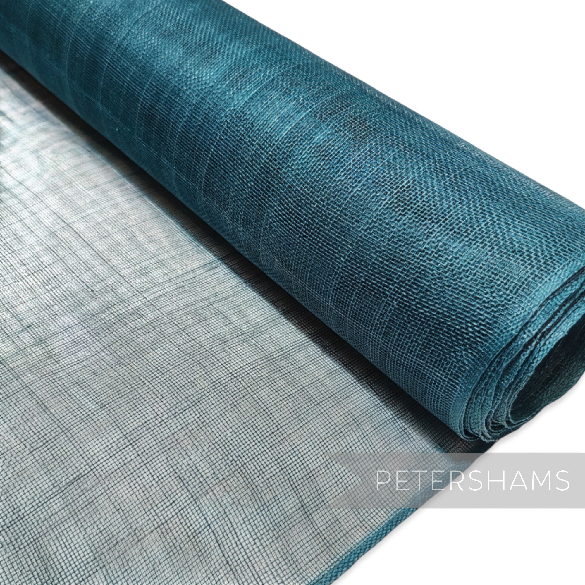 Petershams Millinery Supplies teal blue sinamay fabric, 1/2 metre length, ideal for hat making and fascinators.