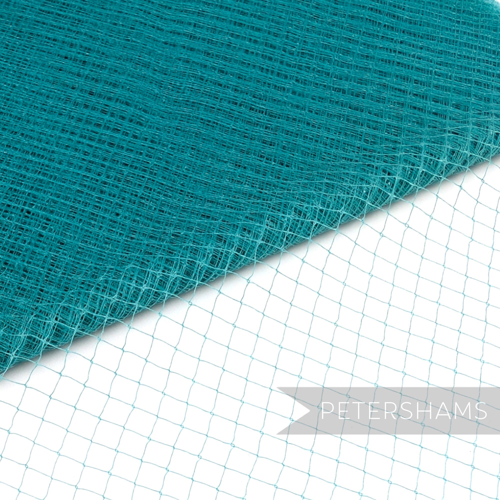 Petershams Millinery Supplies vintage teal nylon fine weave veiling with small diamond pattern for millinery projects