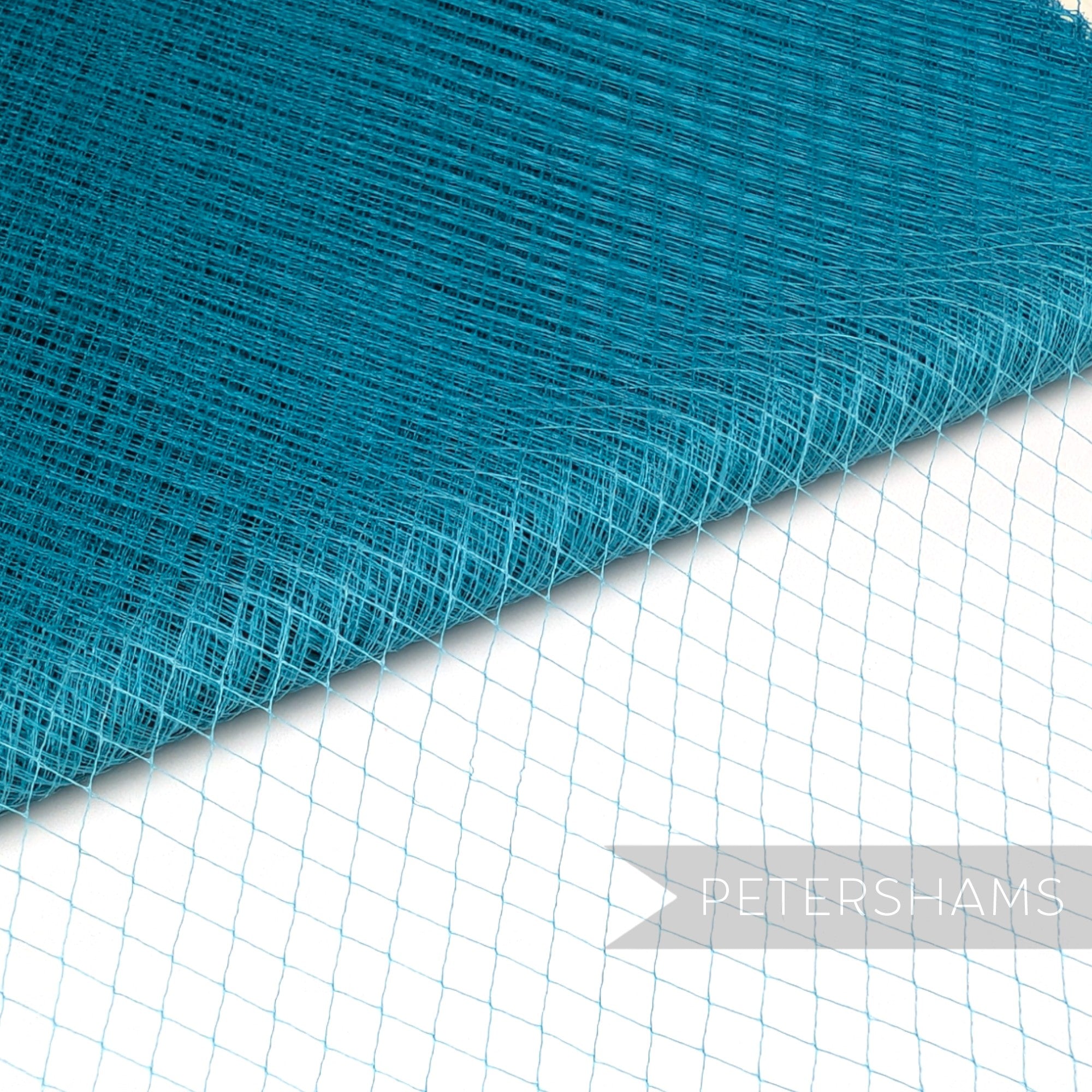 Petershams Millinery Supplies vintage nylon turquoise fine weave veiling with small diamond pattern for millinery projects