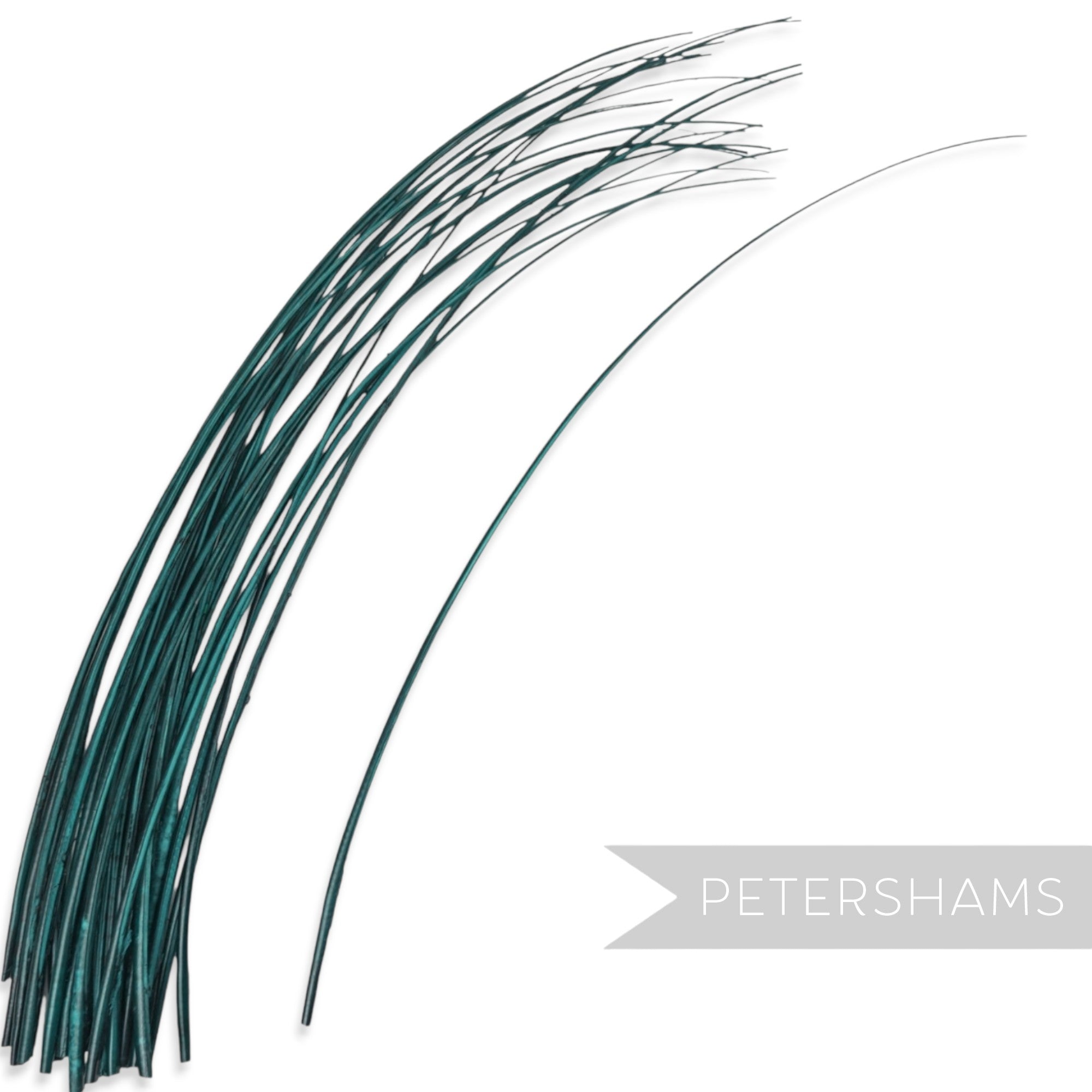 Petershams Millinery Supplies dark teal green stripped ostrich quill feather for hat making and millinery projects