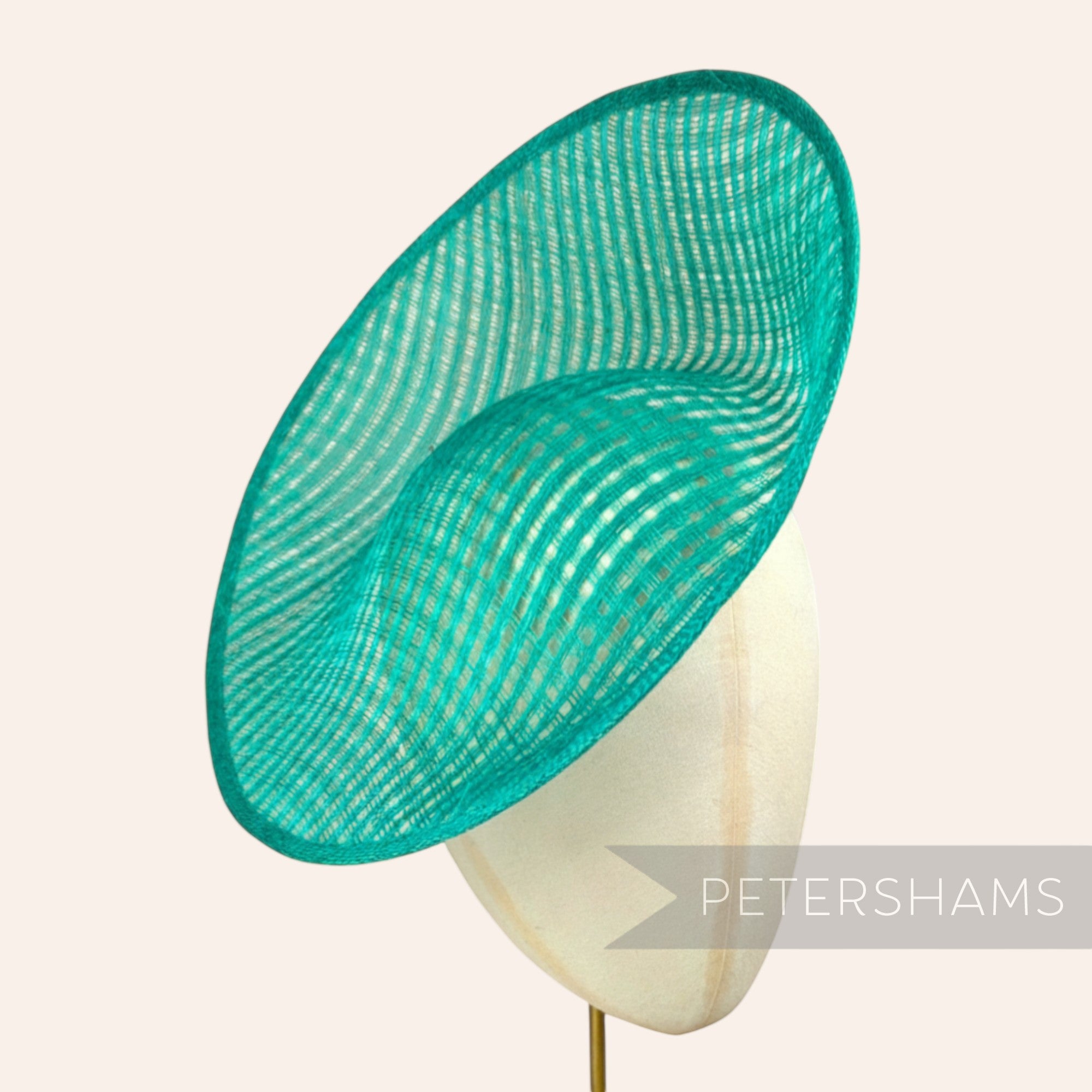 Petershams Millinery Supplies Amanda emerald green lattice weave sinamay fascinator hat base