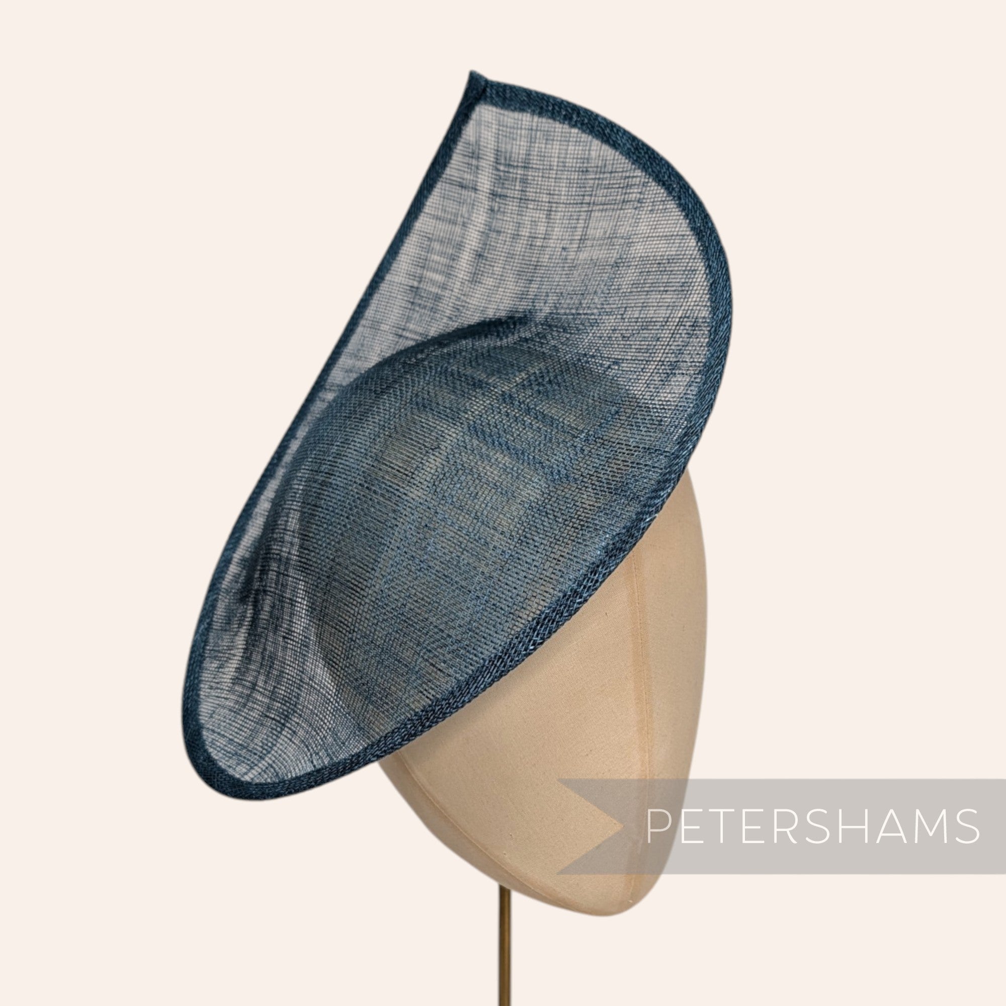 Petershams Millinery Supplies Diana teal sinamay fascinator hat base with a pointed scallop edge