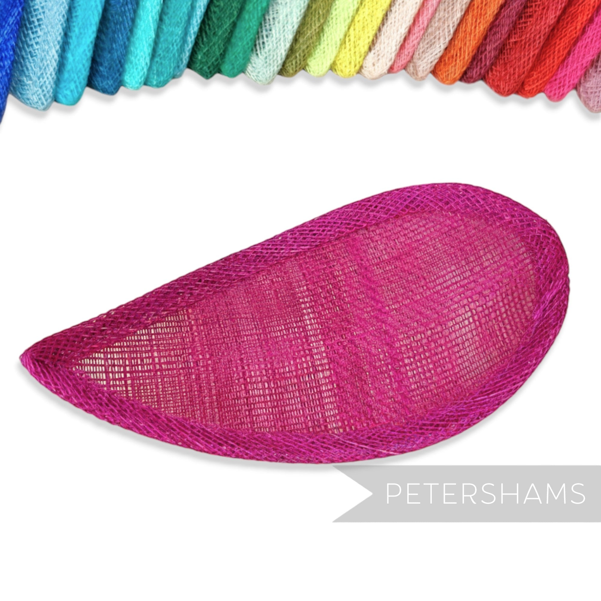 Petershams Millinery Supplies pink teardrop sinamay hat base with wired edges