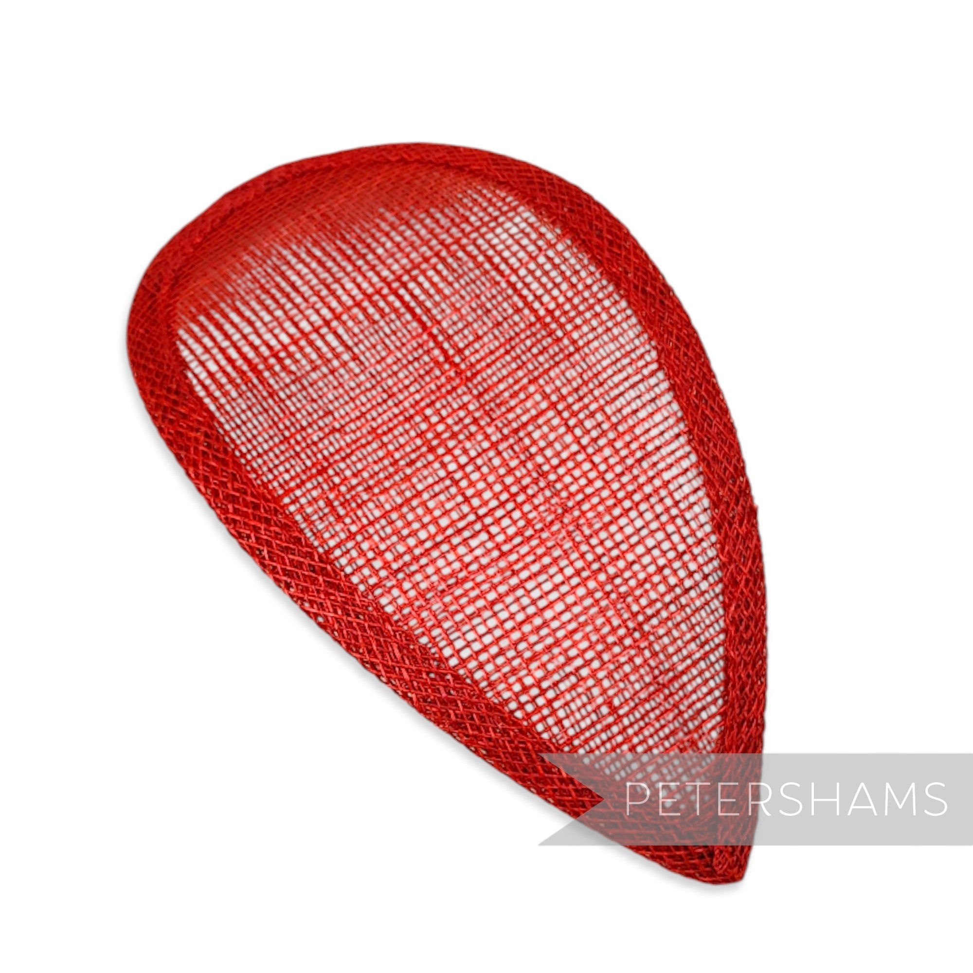 Petershams Millinery Supplies red teardrop sinamay hat base with wired edges for millinery and fascinator making