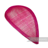 Petershams Millinery Supplies cerise teardrop shaped sinamay hat base with wired edges for millinery projects