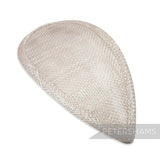 Petershams Millinery Supplies teardrop shaped sinamay hat base rose pink in a with wired edges.