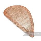 Petershams Millinery Supplies teardrop shaped sinamay hat base in a blush with wired edges.