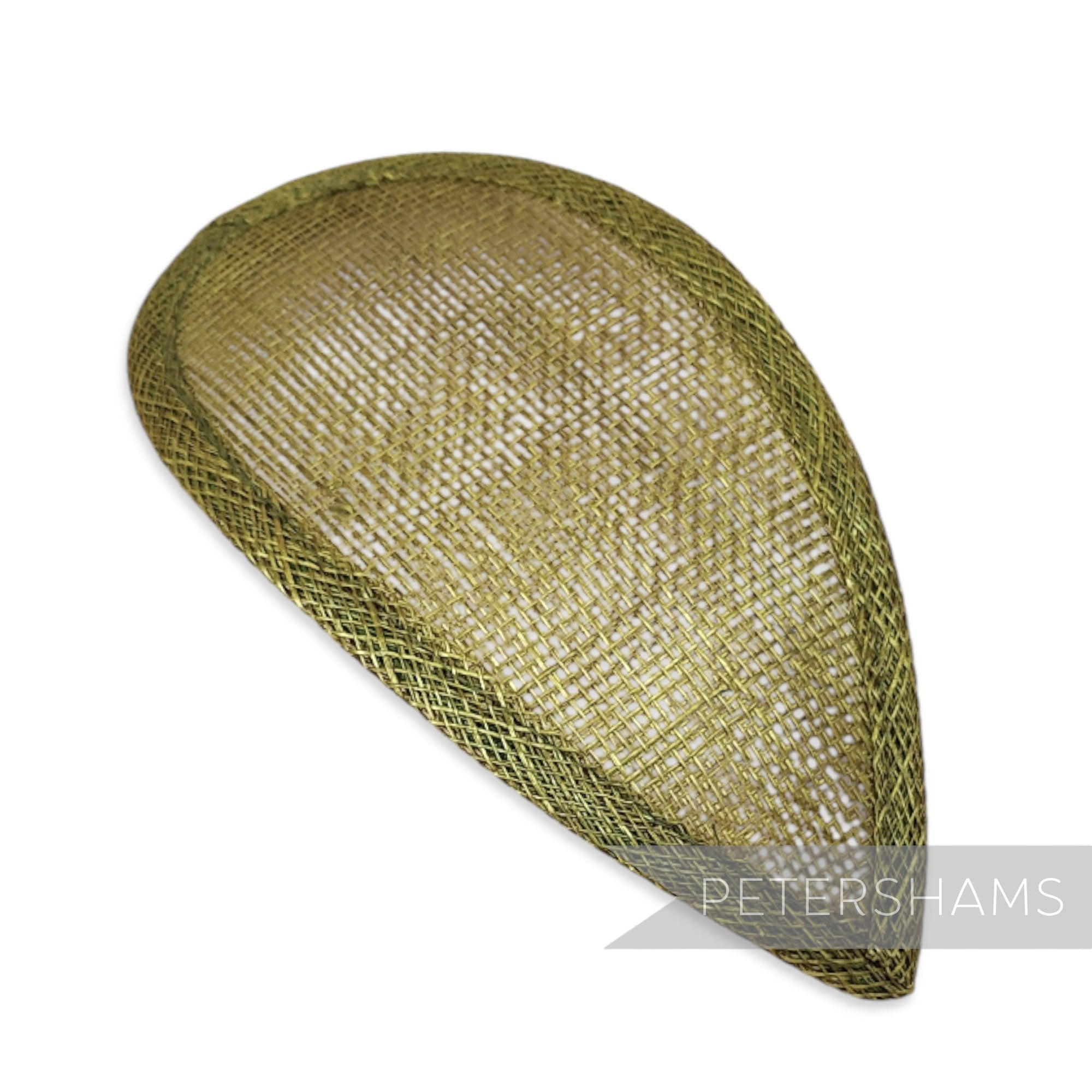 Petershams Millinery Supplies teardrop shaped sinamay hat base in chartreuse