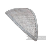 Petershams Millinery Supplies teardrop shaped sinamay hat base in a pale grey with wired edges.