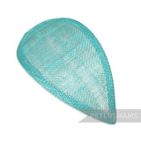 Petershams Millinery Supplies teardrop shaped aqua sinamay hat base with wired edges for millinery projects