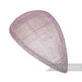 Petershams Millinery Supplies teardrop shaped heather purple sinamay hat base with wired edges for millinery projects