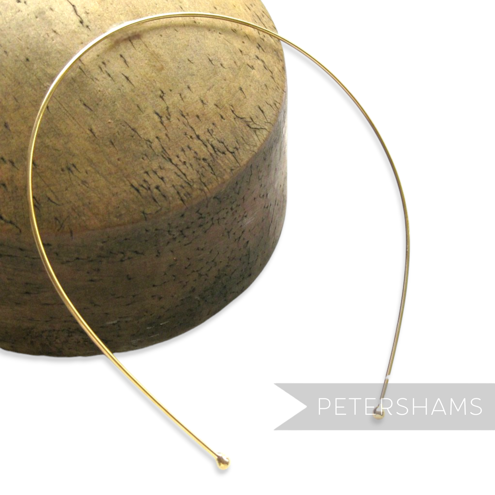 Petershams Millinery Supplies thin gold plated metal tiara headband for crafting, 1.5mm gauge.