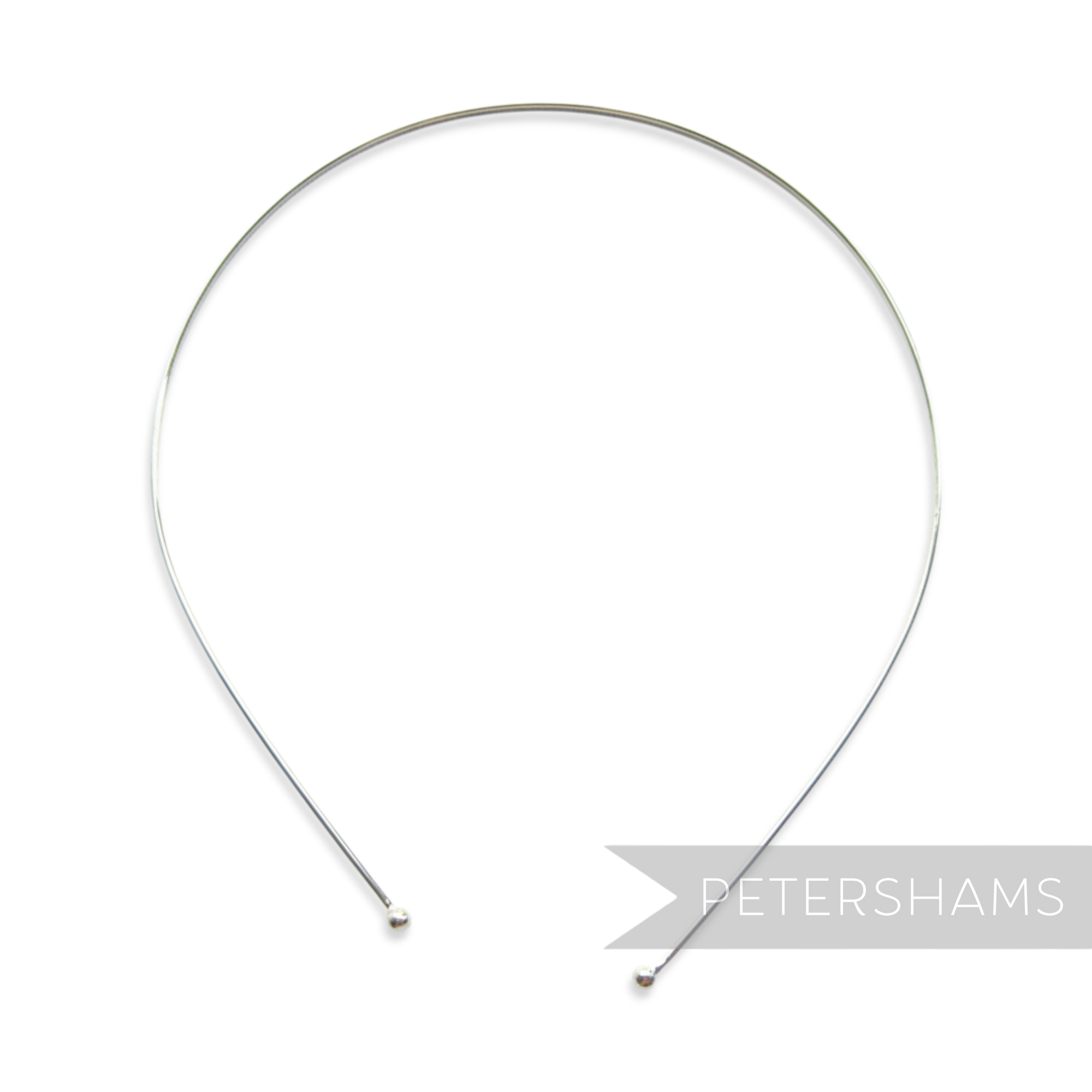 Petershams Millinery Supplies thin silver metal tiara headband, 1.5mm wide, ideal for crafting.