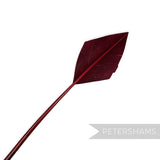 Petershams Millinery Supplies deep burgundy arrowhead turkey quill feather for hat and fascinator decoration